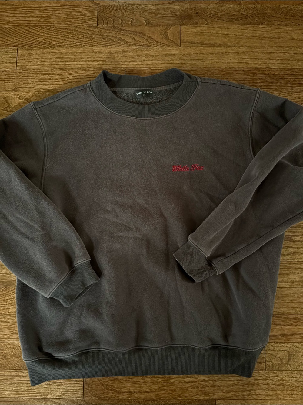 WHITE FOX WOMENS Charcoal Crewneck Sweatshirt with Red Script Logo